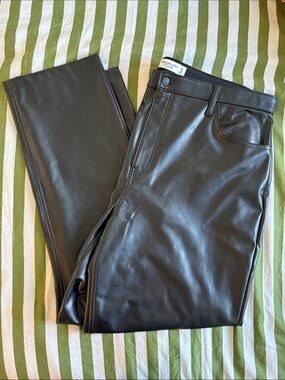 Abercrombie & Fitch Black Faux Leather Straight-Leg Jeans
